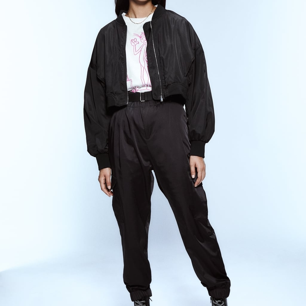 Zara Satin Cargo Pants